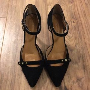Corso Como Black Suede Pumps with Gold Studs